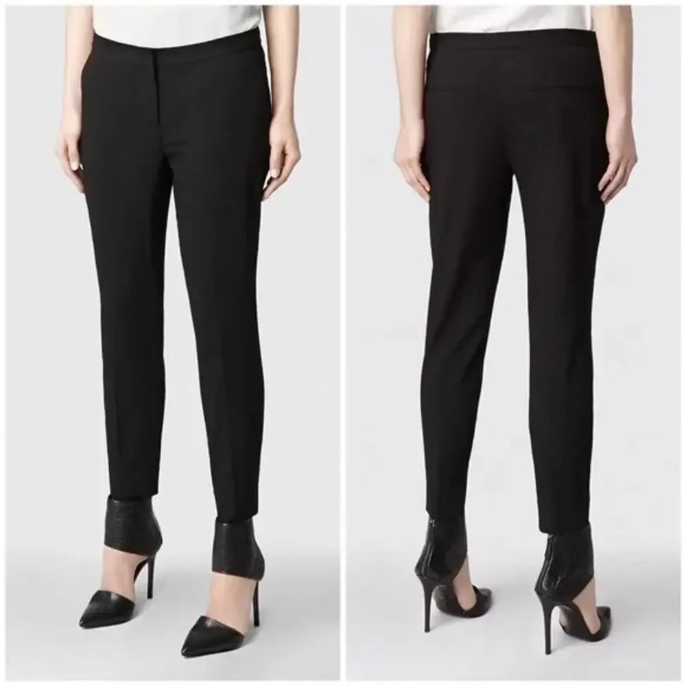 All Saints Scylla Masson Black Wool Blend Tapered Crop Trouser Pants, US 6